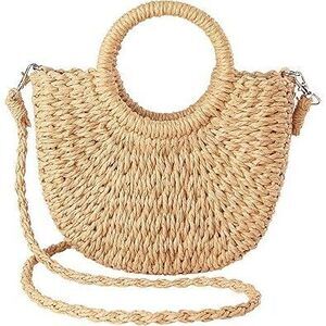 Straw Beach Bag For Women, Crochet Crossbody Bags Small Boho Purse,Top Handle